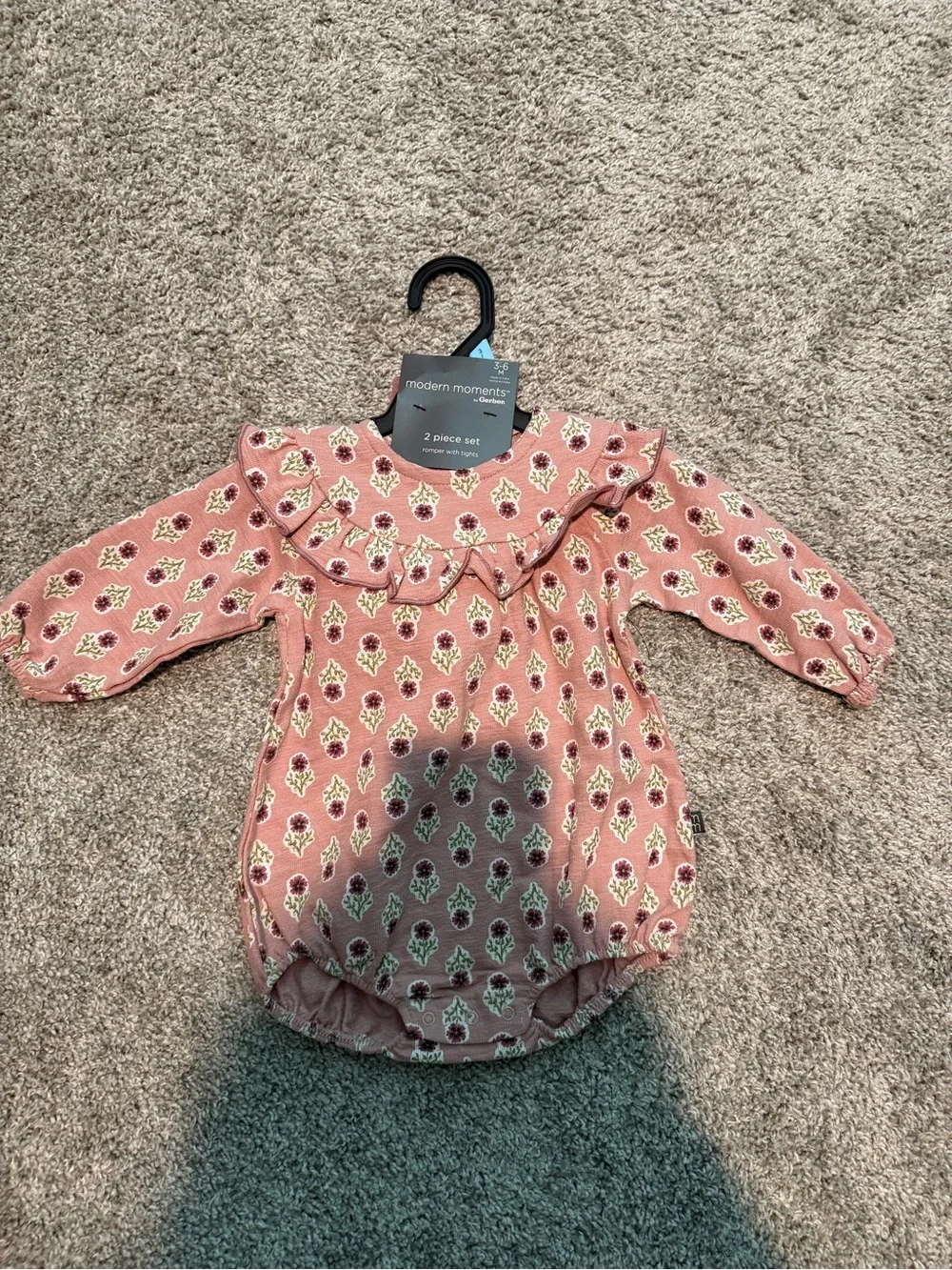 Gerber Pink Floral Ruffle Collar Baby One-Piece
